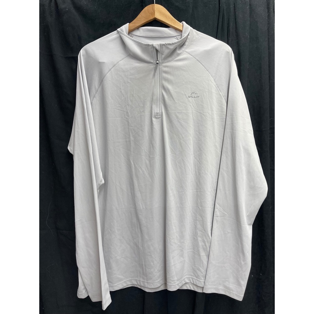 Willit Mens 2XL Gray Quarter Zip Long Sleeve Performance Hiking Shirt Mock Neck